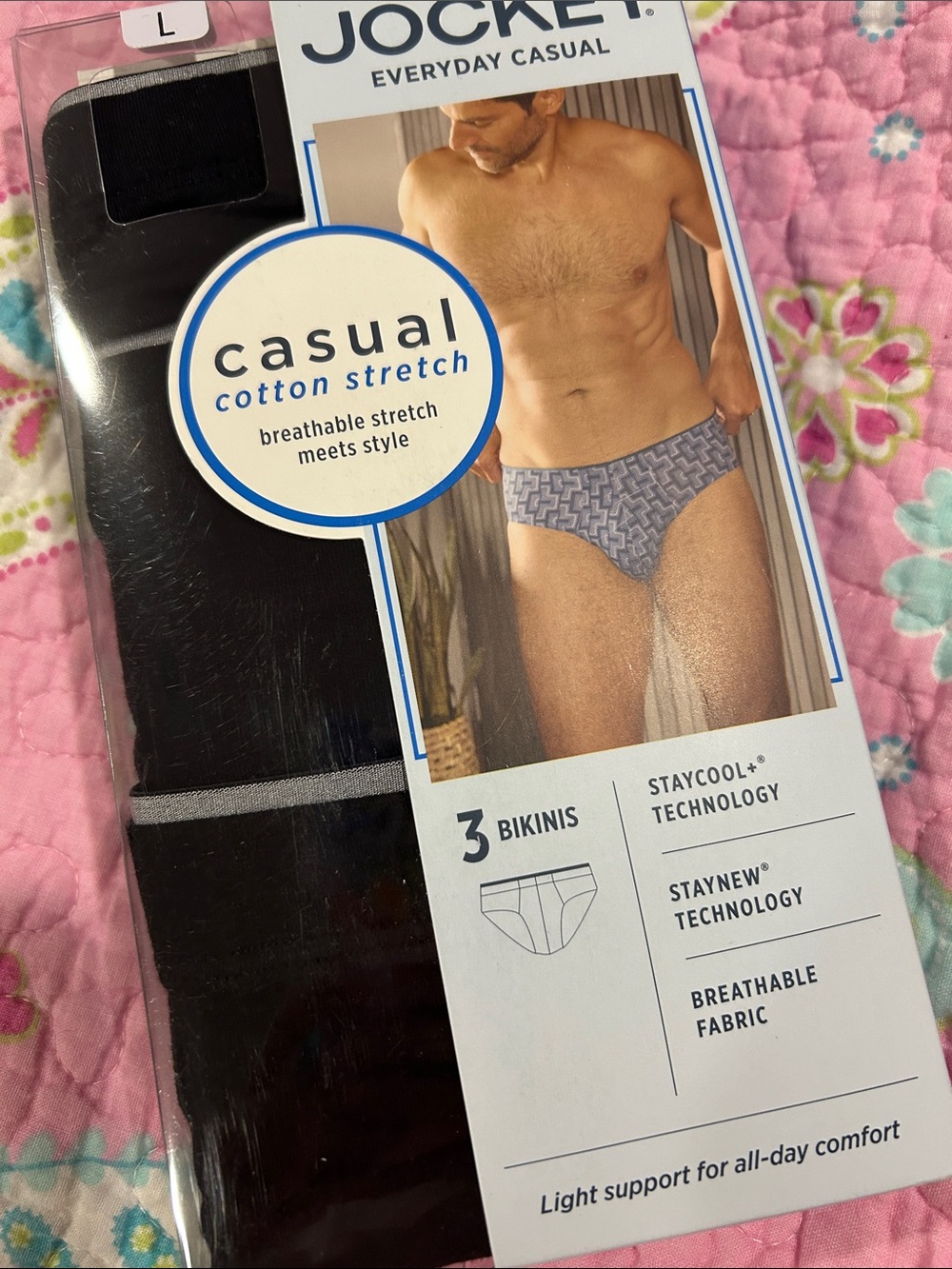 Jockey Men’s Black Briefs with Gray Trim (3-Pack)